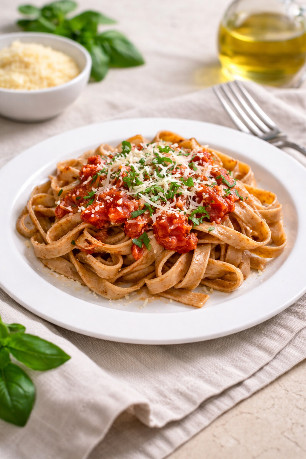 Fideos integrales Donata con salsa
